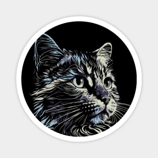 Cute face cat with dark design for cats lovers Magnet